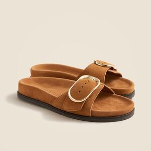 JCREW Brown Suede Slide Buckle Sandals